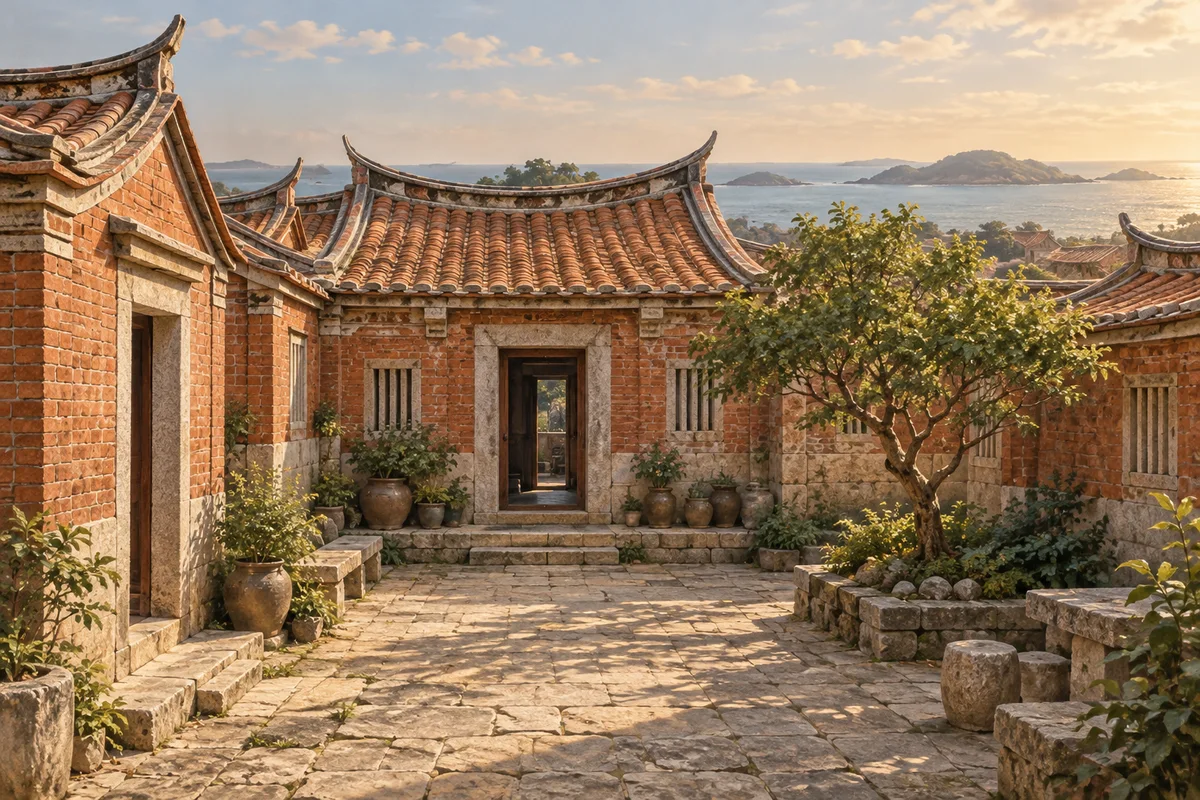AI 示意圖：虛構的閩南紅磚古厝，非得獎建築或活動現場